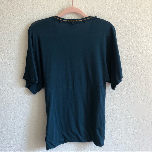 ANTHROPOLOGIE DELETTA Short Bell Sleeved Teal Top - Picture 7 of 8